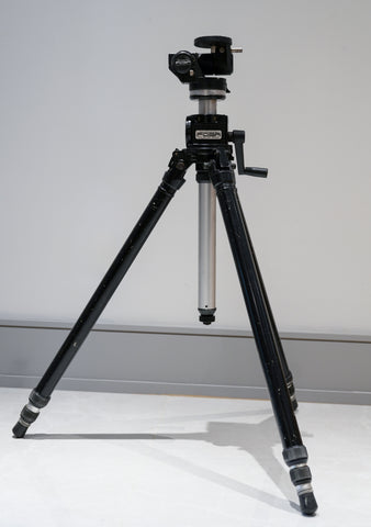 FOBA ALFAE ALUMINIUM TRIPOD +GEARED CENTRE COLUMN +ASMIA DUAL TILT HEAD #2 RARE