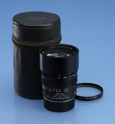 LEICA LEITZ 90MM SUMMICRON-M F2 11136 VERY LATE # PRE APO ASPH BLACK M LENS +UVA