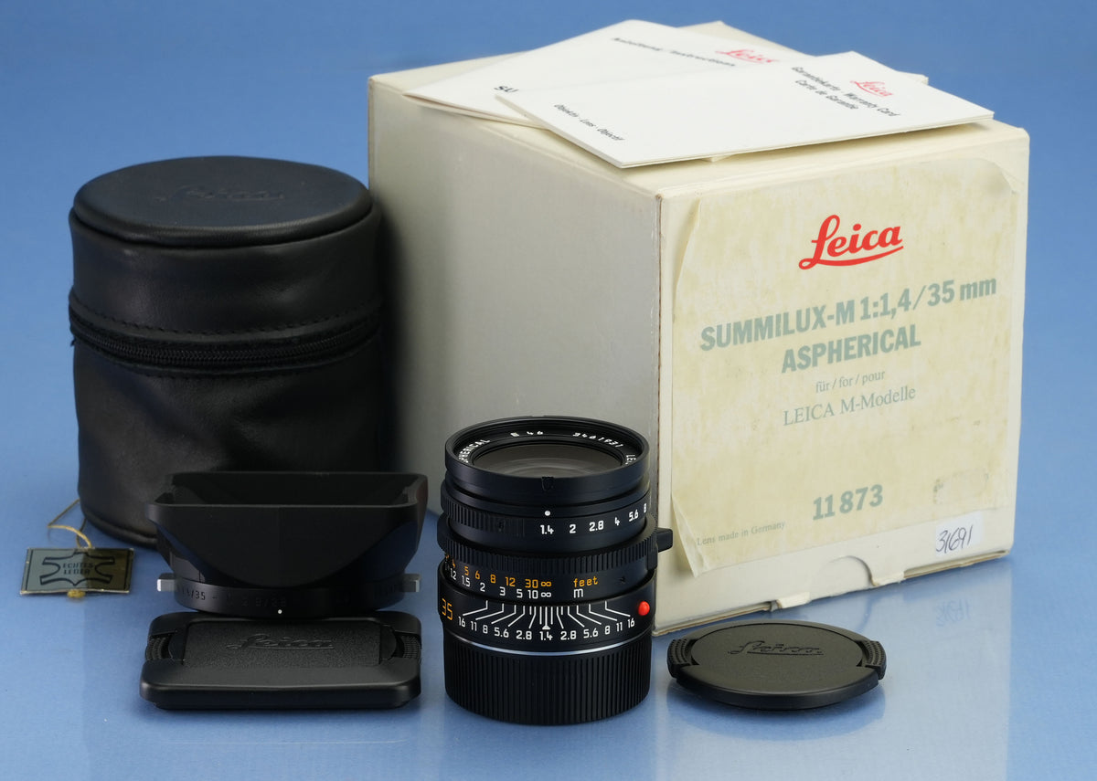 LEICA LEITZ 35MM SUMMILUX-M F1.4 DOUBLE AA ASPHERICAL 11873 LENS +BOX SET MINT!