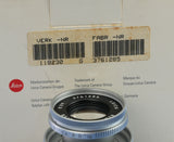 LEICA ELMAR-M 50MM F2.8 11823 SILVER CHROME BRASS BODY LENS +BOX +SHADE NICE!