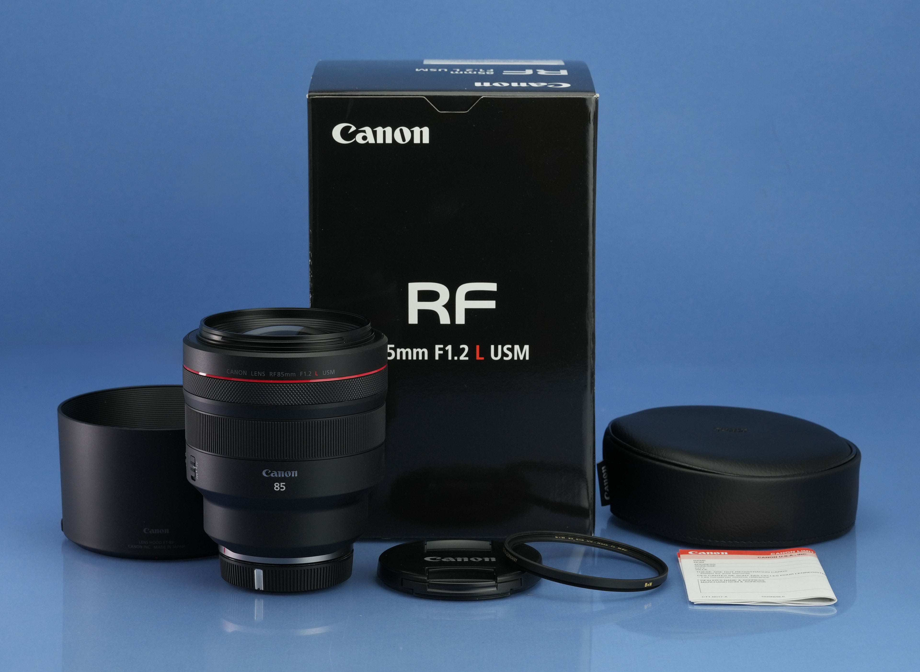 CANON RF 85MM F1.2 L USM MIRRORLESS SLR LENS +CAPS +SHADE +UV FILTER +BOX MINT!