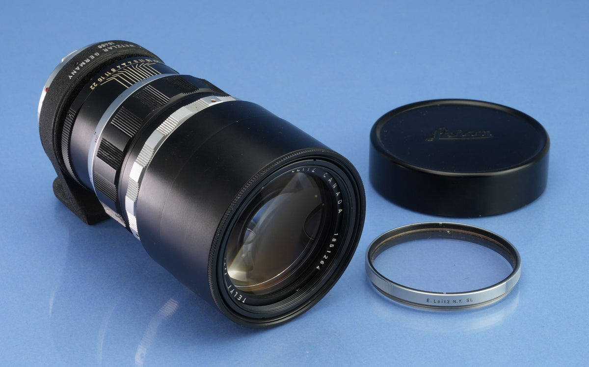 LEICA 200MM TELYT F4 VISOFLEX VISO LENS 11063 TELOO +16466 OUBIO +CAPS NICE!