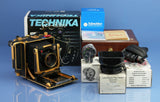 LINHOF MASTER TECHNIKA 4X5 CAMERA 50 JAHRE +150mm SYMMAR-S GOLD SET +EXTRAS NEW!