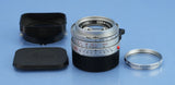 LEICA LEITZ 35MM SUMMICRON-M F2 11311 KING OF BOKEH V4 SILVER LENS +12524 SHADE