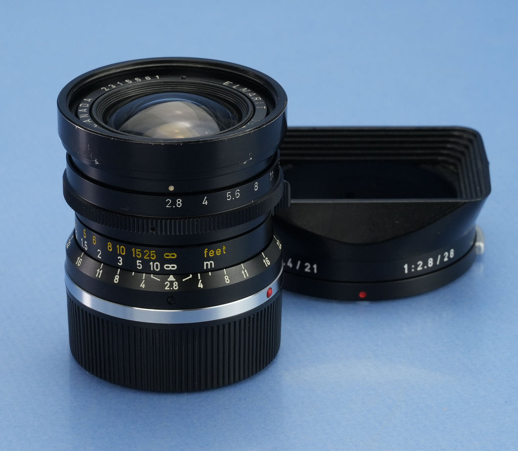 LEICA 28MM ELMARIT F2.8 BUTTON LOCK 8 ELEMENT M 11801 LENS TRANSITIONAL +12501
