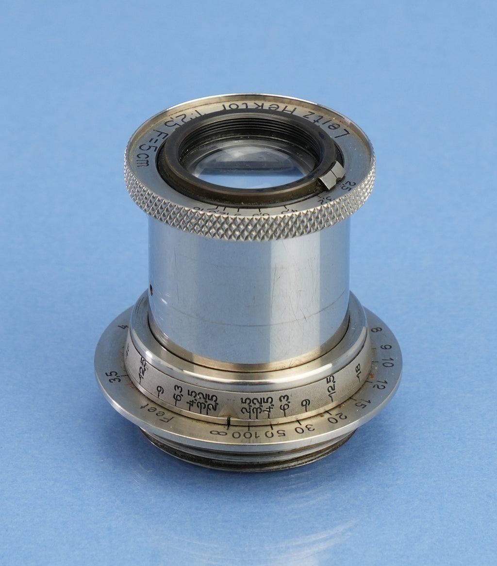 LEICA HEKTOR 50MM F2.5 NICKEL 11 O'CLOCK SM OBJEKTIV! SELTENER HEBEL &amp; KEINE SERIENNUMMER WOW!