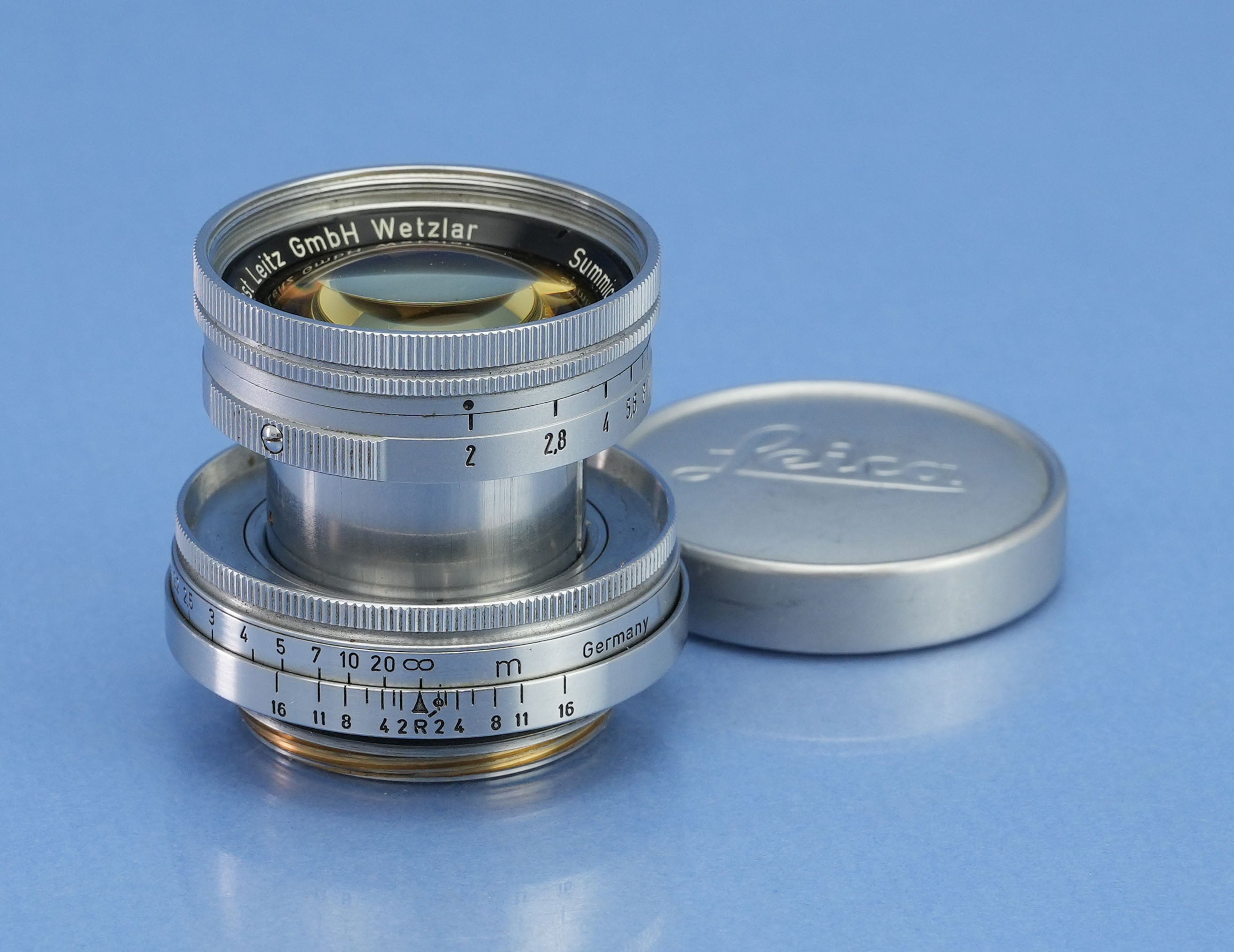 LEICA LEITZ SUMMICRON 50MM F2 SOOIC YELLOW LANTHAR EARLY #1040401 SM LENS +CAP