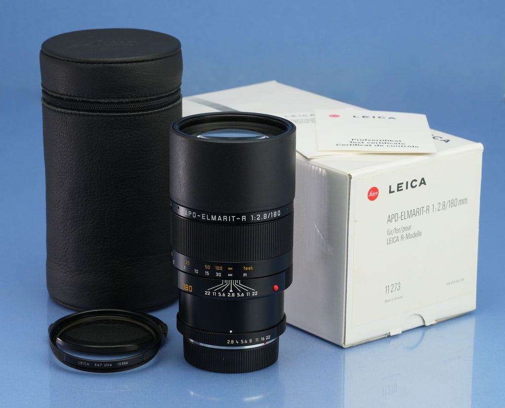 LEICA LEITZ 11273 APO-ELMARIT-R 180MM F2.8 R ROM LENS +BOX +CAPS +E67 UVa MINT!x