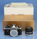 NIKON FM2 MILLENIUM 2000 KIT TITANIUM CAMERA BODY +NIKKOR 50MM F1.4 +BOX +PAPERS