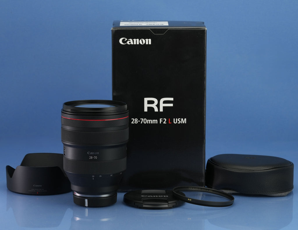 CANON RF 28-70MM F2 L USM MIRRORLESS LENS +UV FILTER +SHADE +BOX +CAPS MINT!