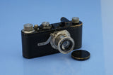 LEICA I MODEL A NICKEL BLACK PAINT HOCKEY STICK CAMERA +50MM F2.5 HEKTOR +CAP