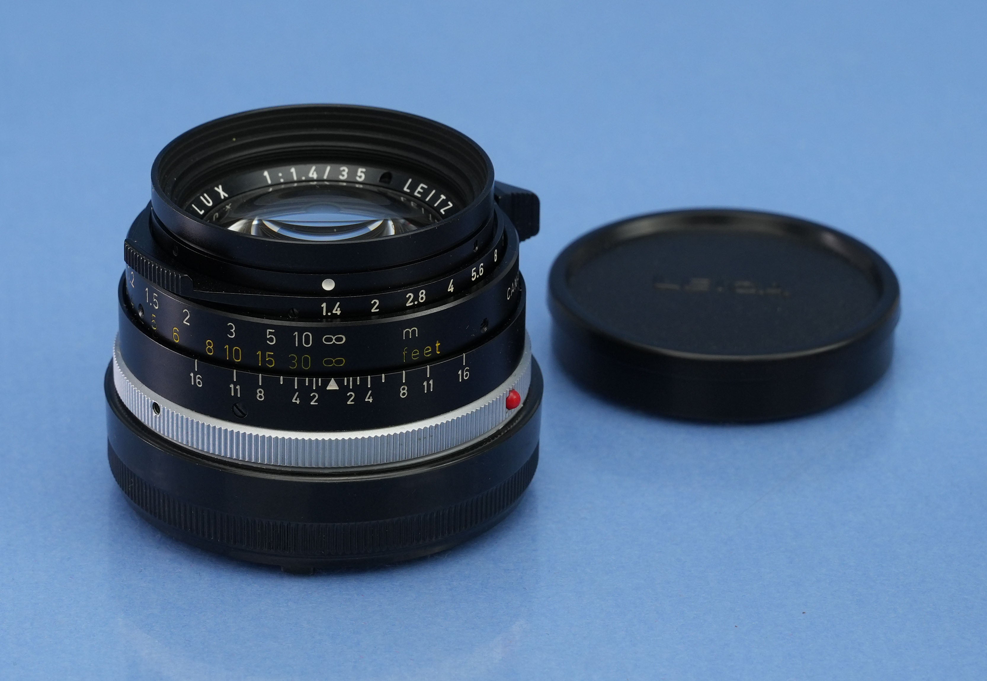 LEICA LEITZ 35MM SUMMILUX-M F1.4 11870 TRANSITIONAL STEEL RIM LOCK ELC LENS MINT