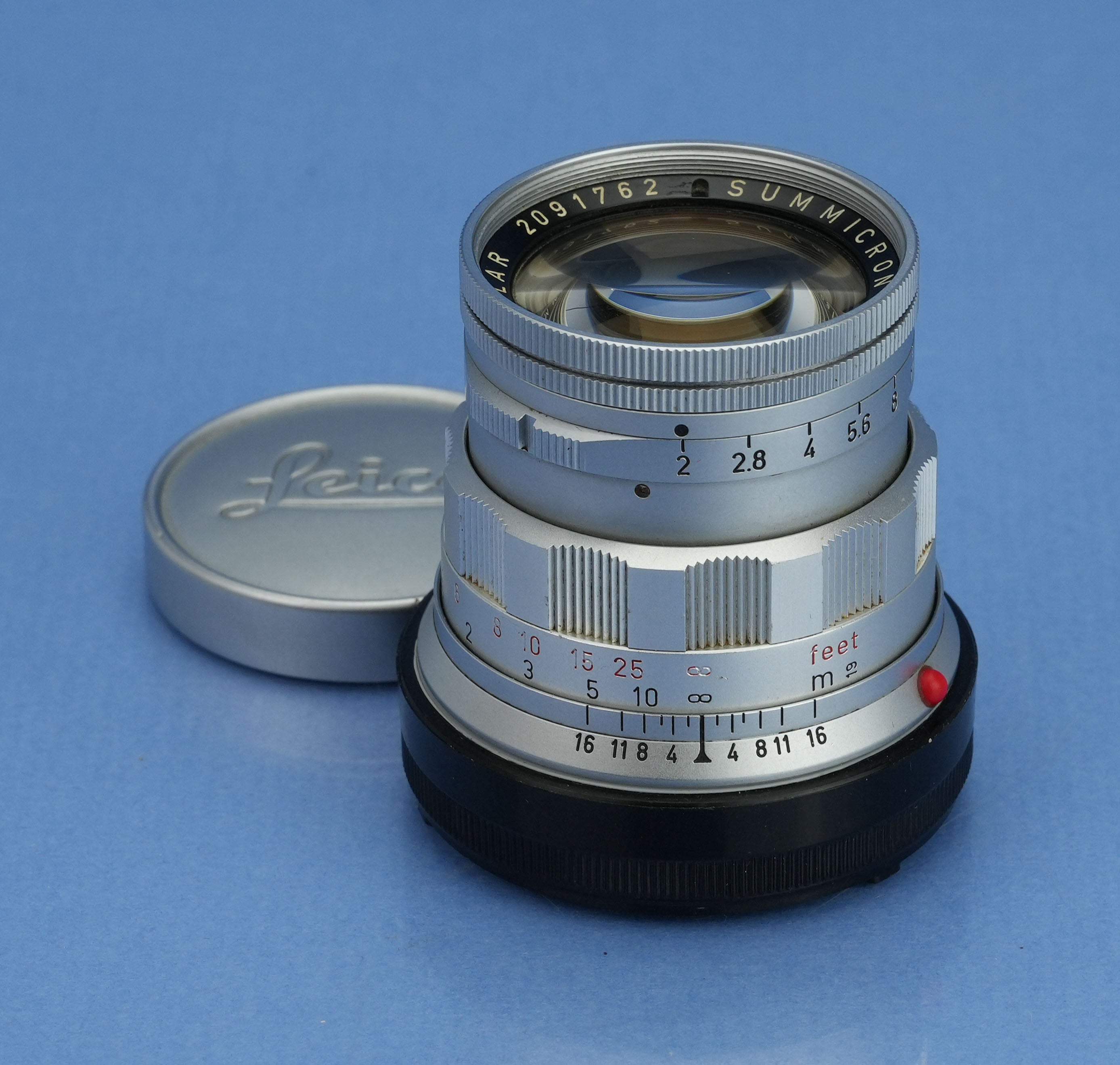 LEICA LEITZ 50MM SUMMICRON F2 11818 RIGID DUAL SCALE LENS LATE SERIAL # +CAPS