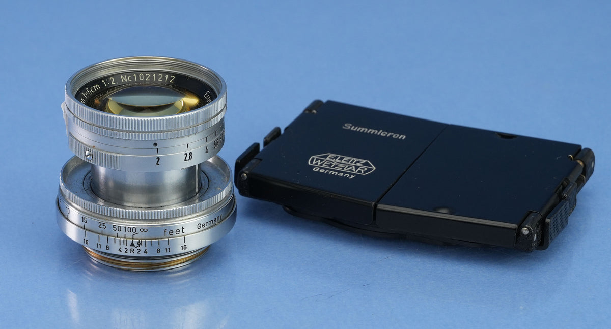 LEICA LEITZ SUMMICRON 50MM F2 SOOIC YELLOW LANTHAR EARLY #1040401 SM LENS +SHADE