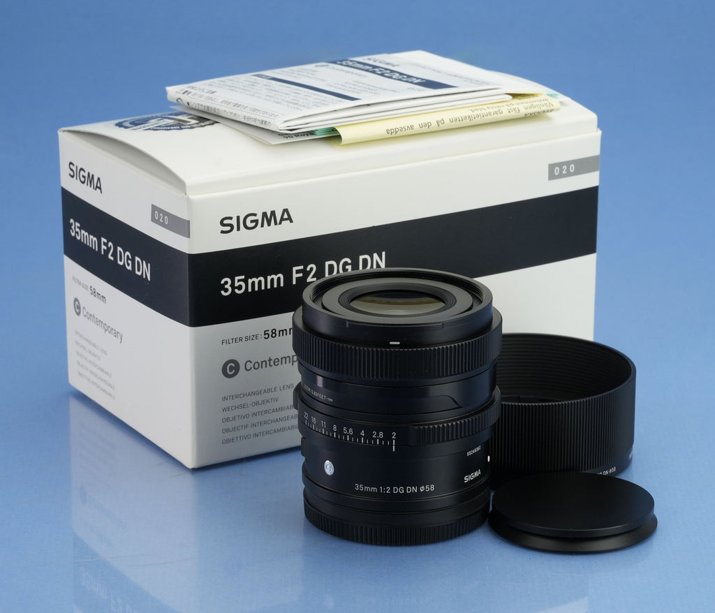 SIGMA C CONTEMPORARY 35MM F2 DG DN LEICA L-MOUNT LENS +CAPS +SHADE +BOX MINT!