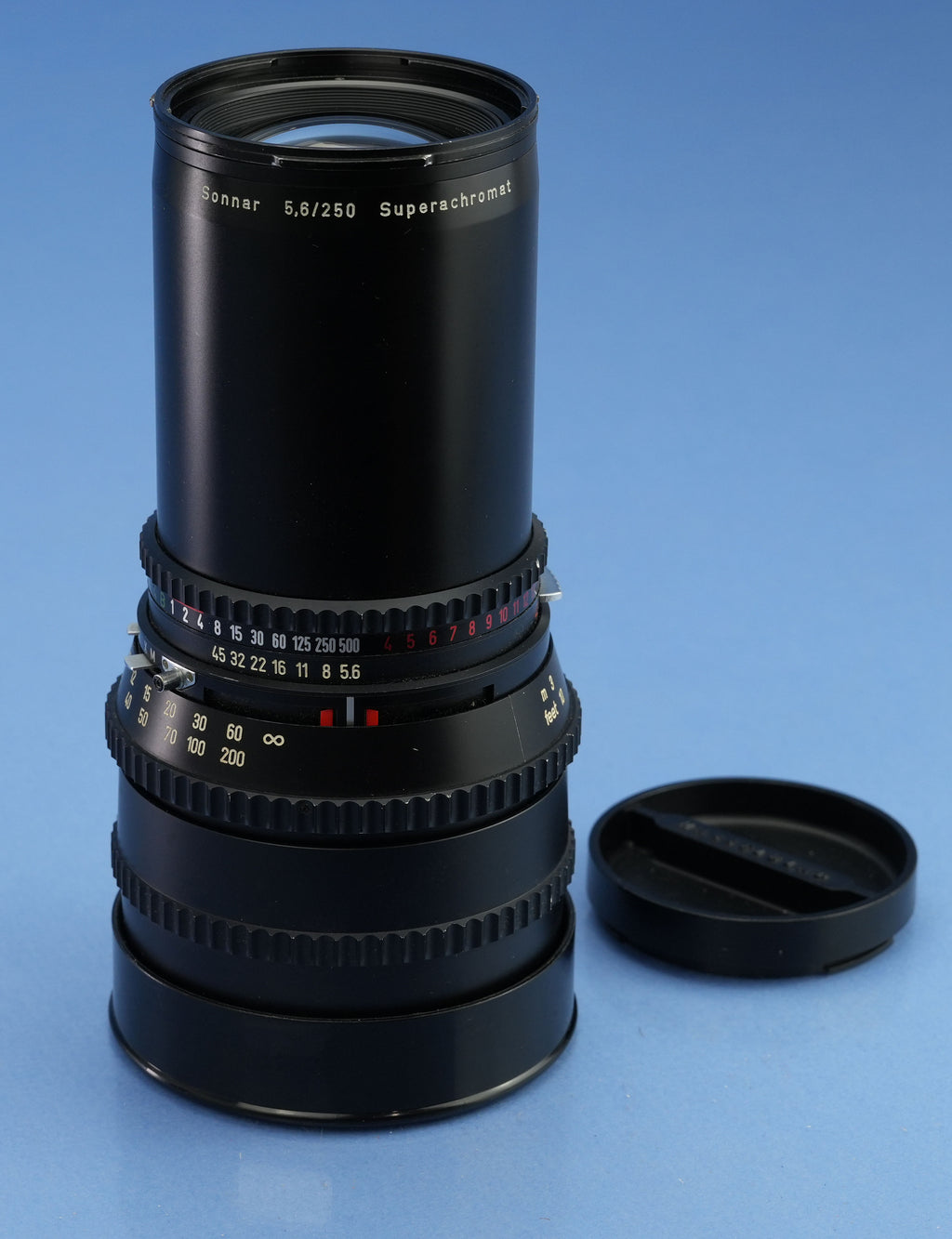 HASSELBLAD 250MM ZEISS SONNAR SUPERACHROMAT RARE BLACK RING F5.6 C LENS +CAPS