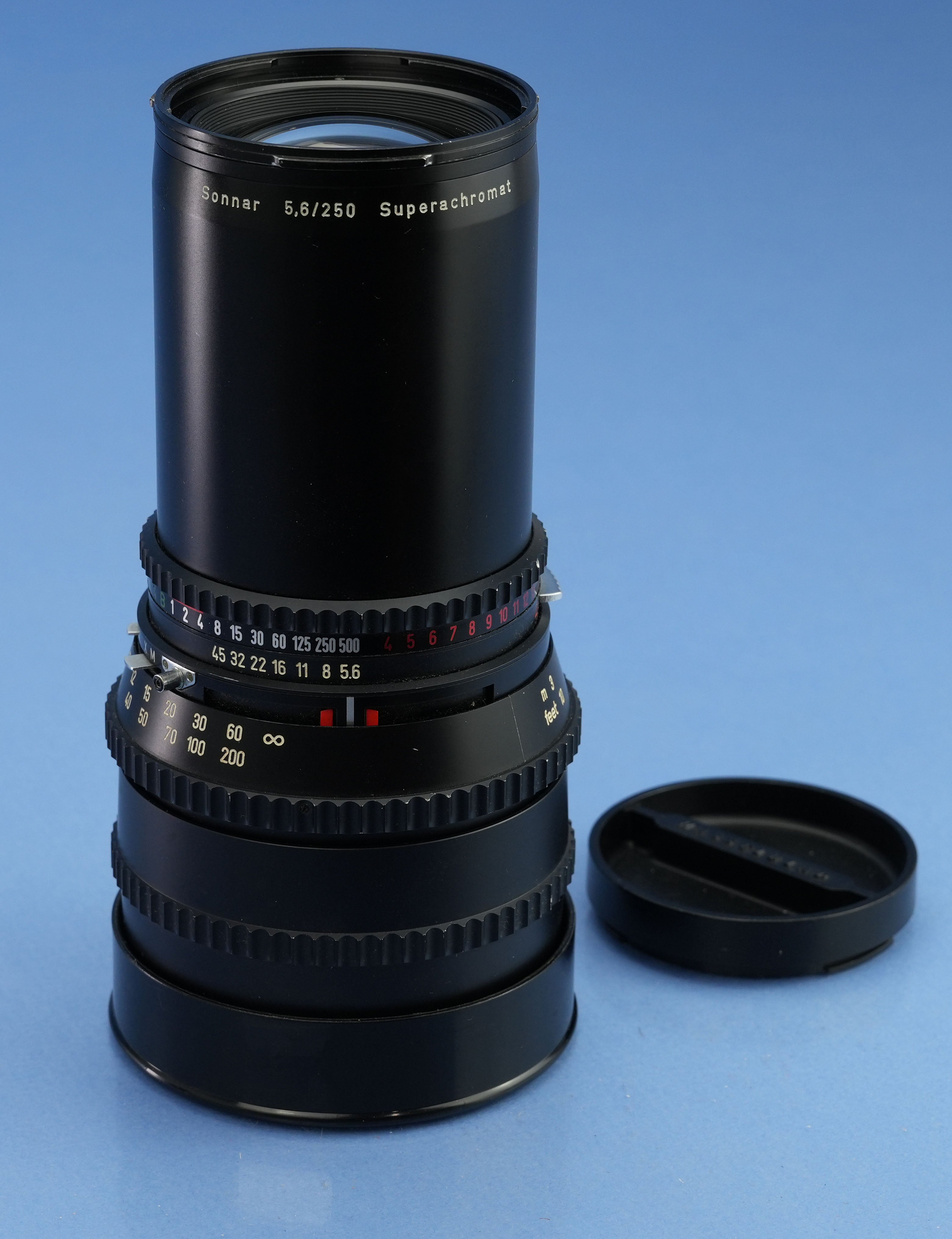 HASSELBLAD 250MM ZEISS SONNAR SUPERACHROMAT RARE BLACK RING F5.6 C LENS +CAPS