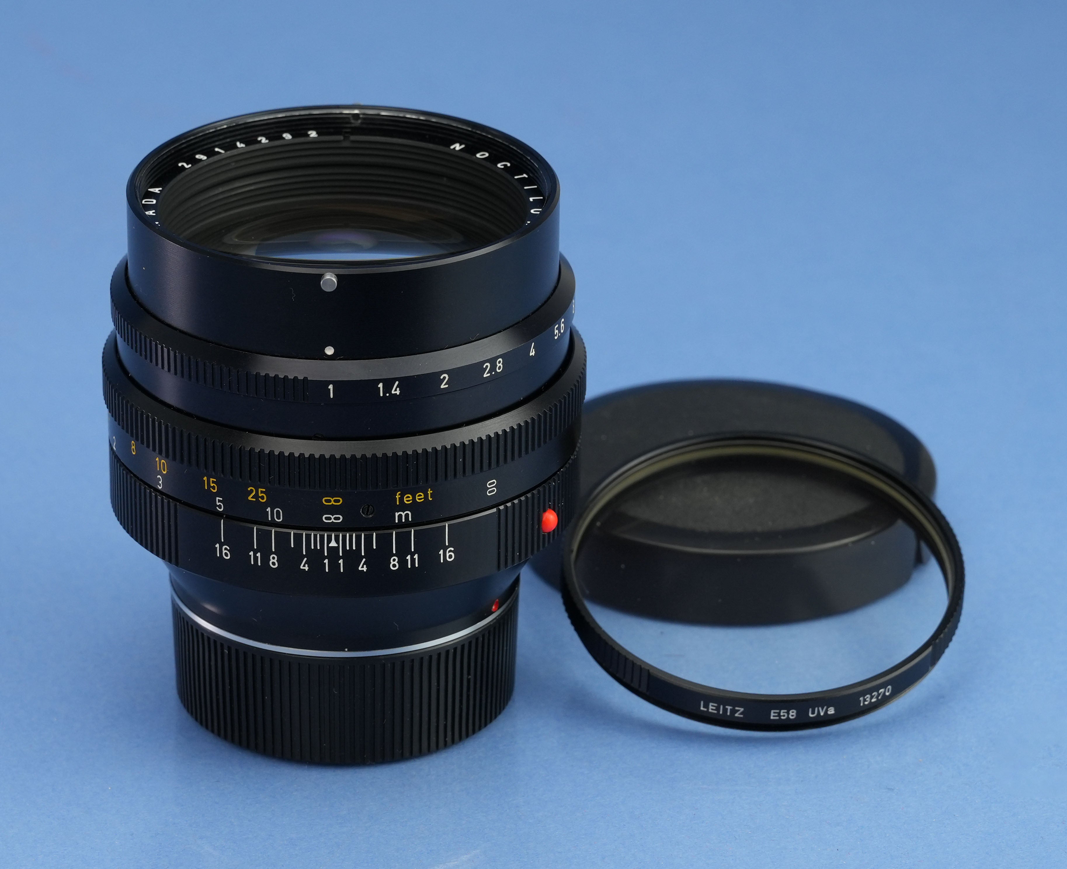 LEICA LEITZ 50MM NOCTILUX-M F1 11821 VERSION 1 E58 LENS +FITLER +CAPS VERY NICE