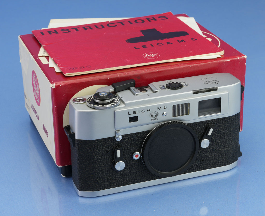 LEICA M5 3 LUG SILBER CHROME 50 JAHRE ENTFERNUNGSMESSERKAMERAGEHÄUSE 10501 +BOX +KAPPE