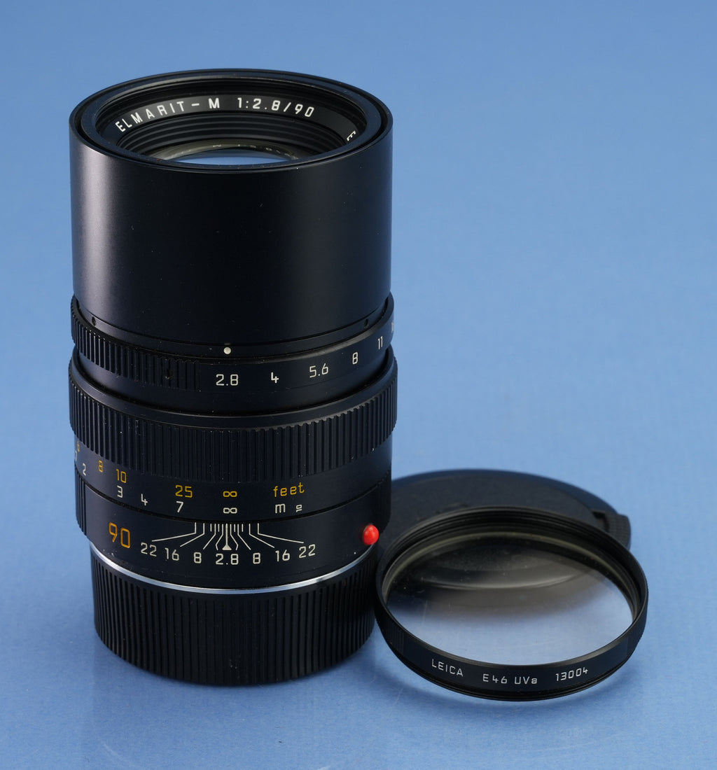 LEICA LEITZ ELMARIT-M 90MM F2.8 BLACK 11807 M TELE PHOTO LENS. LAST VERSION +UVa