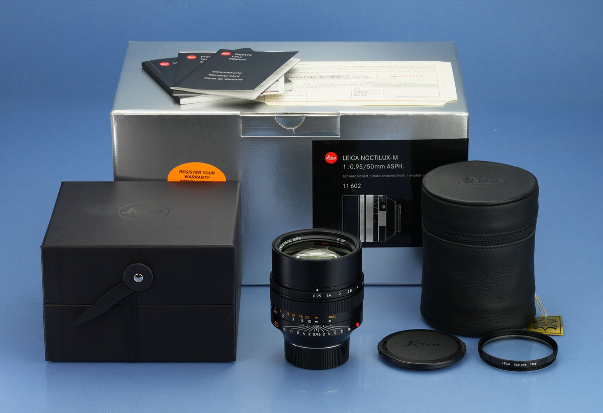 LEICA NOCTILUX-M 50MM F0.95 ASPH 11602 6BIT BLACK LENS +BOX +CASE +EXTRAS MINT!