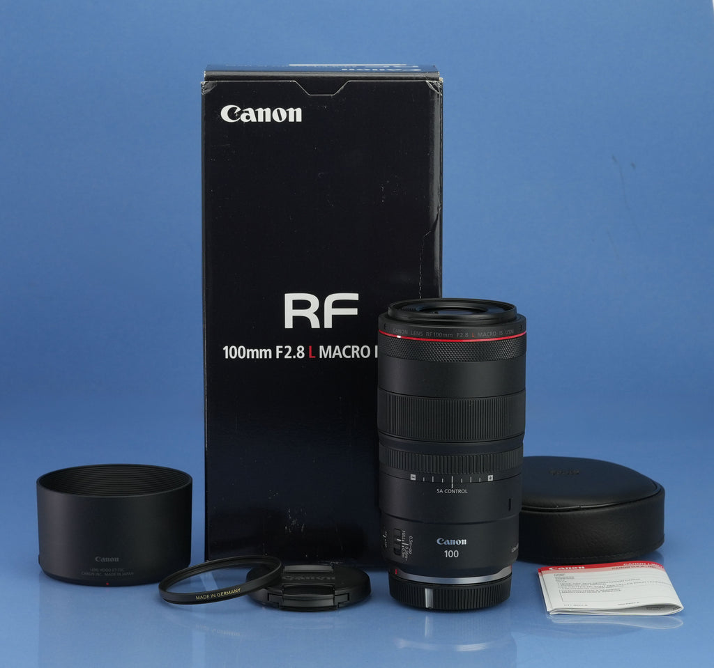 CANON RF 100MM F2.8 L MACRO IS USM MIRRORLESS LENS +UV FILTER +SHADE +BOX MINT!