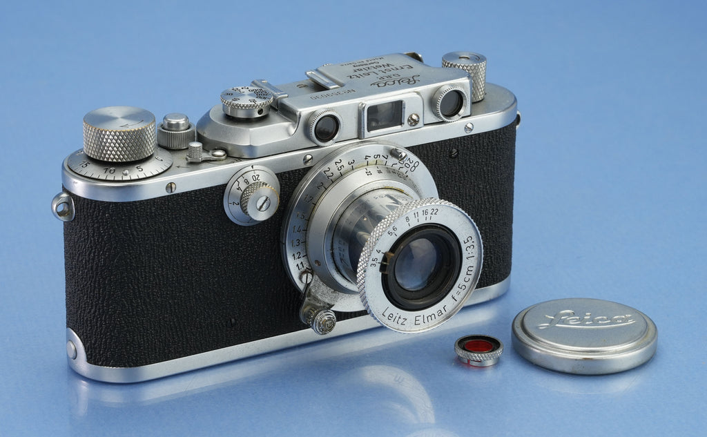 LEICA IIIA (MODEL G) SM CHROME SHARKSKIN CAMERA +50MM ELMAR F3.5 LENS +ORAKO