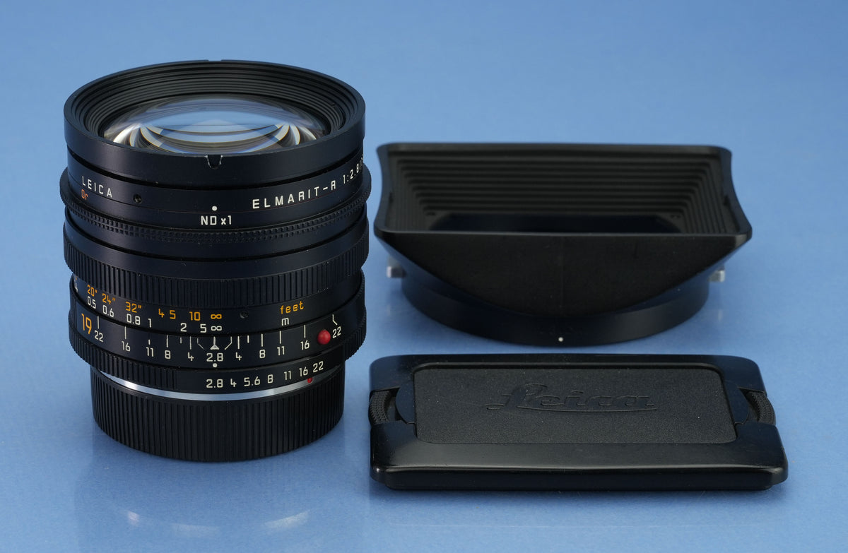 LEICA 19MM ELMARIT-R F2.8 2ND VERSION 3CAM 11258 LENS +12546 SHADE +CAPS NICE!
