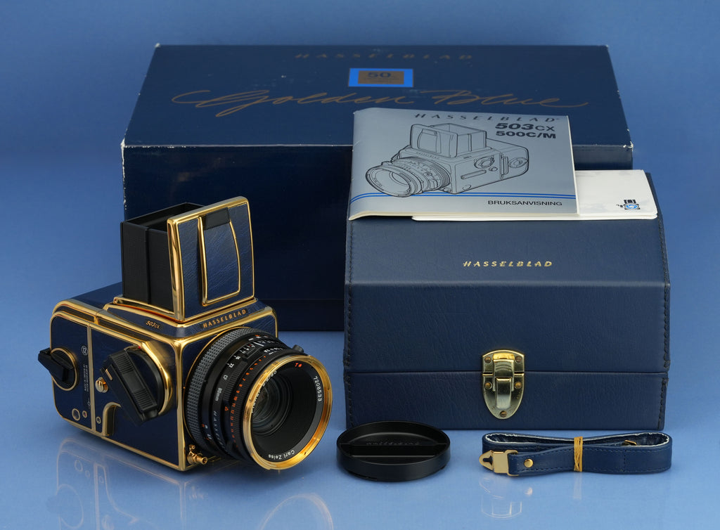 HASSELBLAD 503CX 50TH GOLD GOLDEN BLUE SUPREME CAMERA +80mm +A12 MINT NEW!