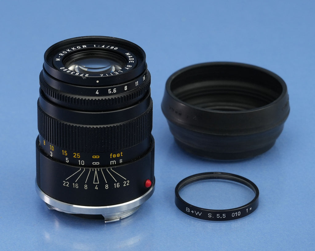 LEICA LEITZ 90MM M-ROKKOR ELMAR-C F4 GERMANY MADE CL 11540 M LENS +12517 SHADE +