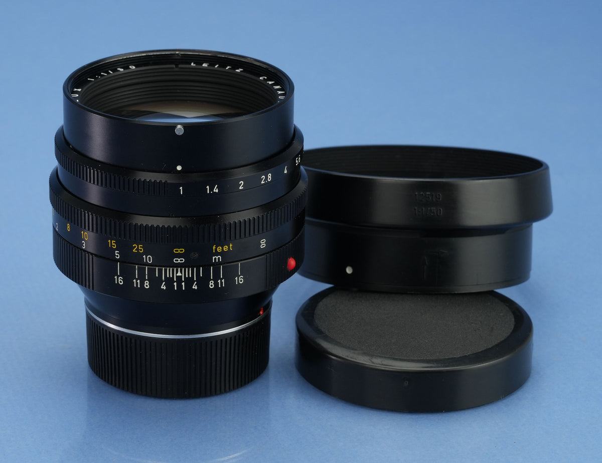 LEICA LEITZ 50MM NOCTILUX-M F1 11821 E58 VERSION 1 LENS +12518 SHADE +CAPS NICE!