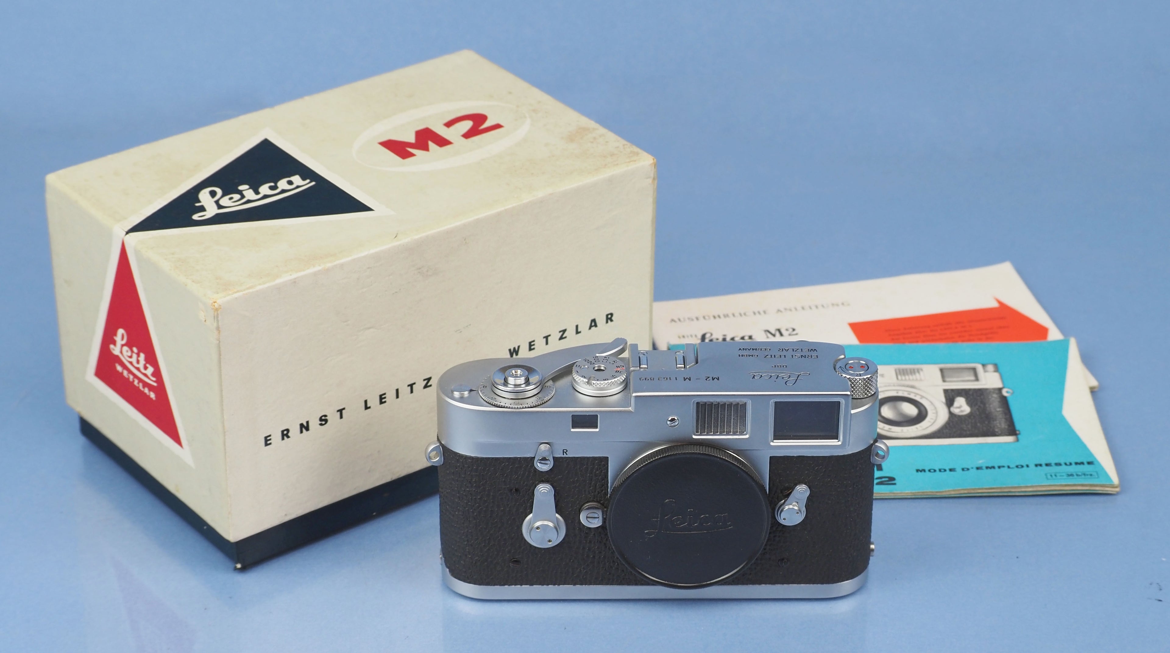 LEICA LEITZ M2-M MOTOR CHROME 10800 KOOHE RANGEFINDER CAMERA BODY +BOX +MANUAL