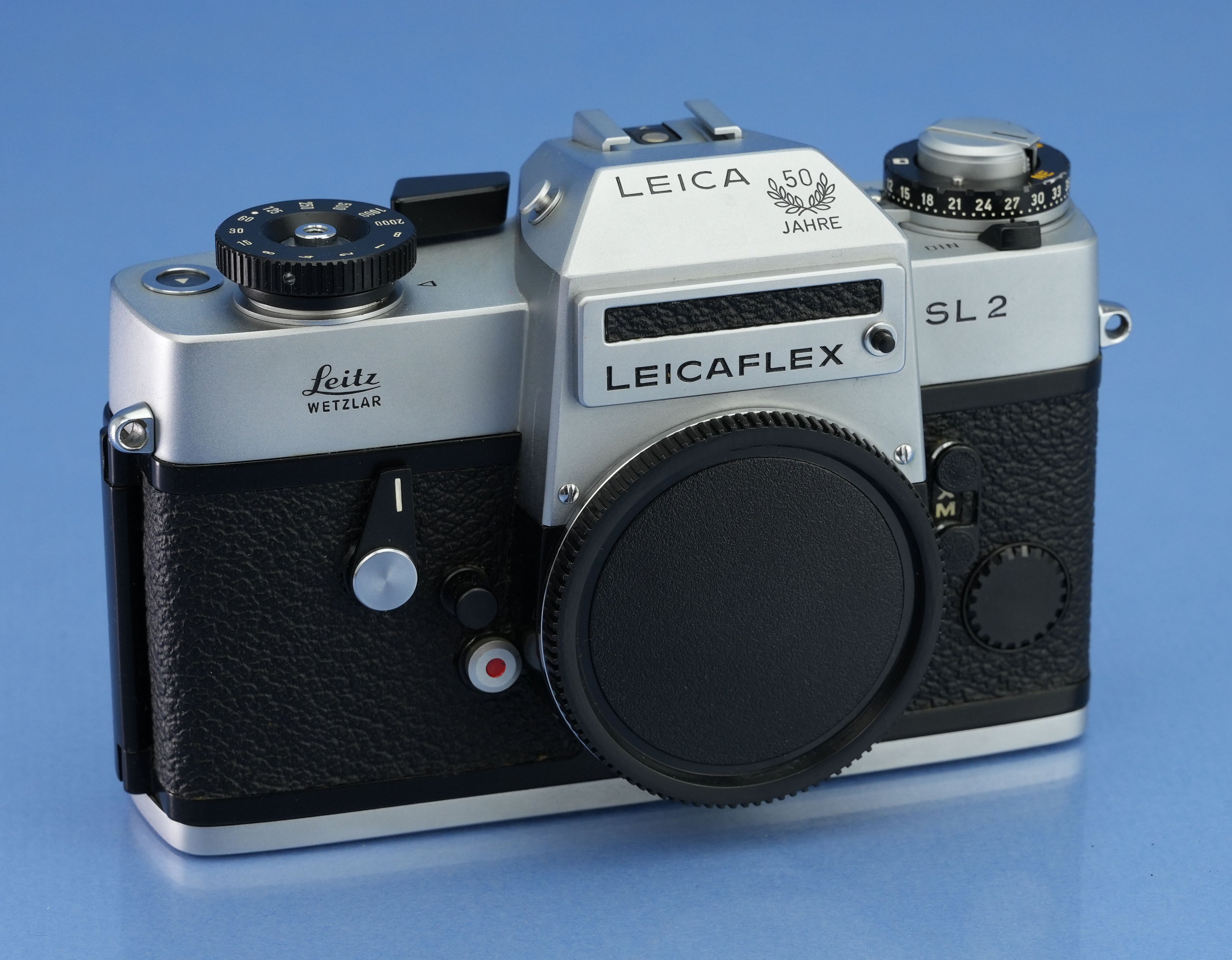 LEICA LEITZ LEICAFLEX SL2 SILVER CHROME 50 JAHRE CAMERA BODY 10022 WORKING METER