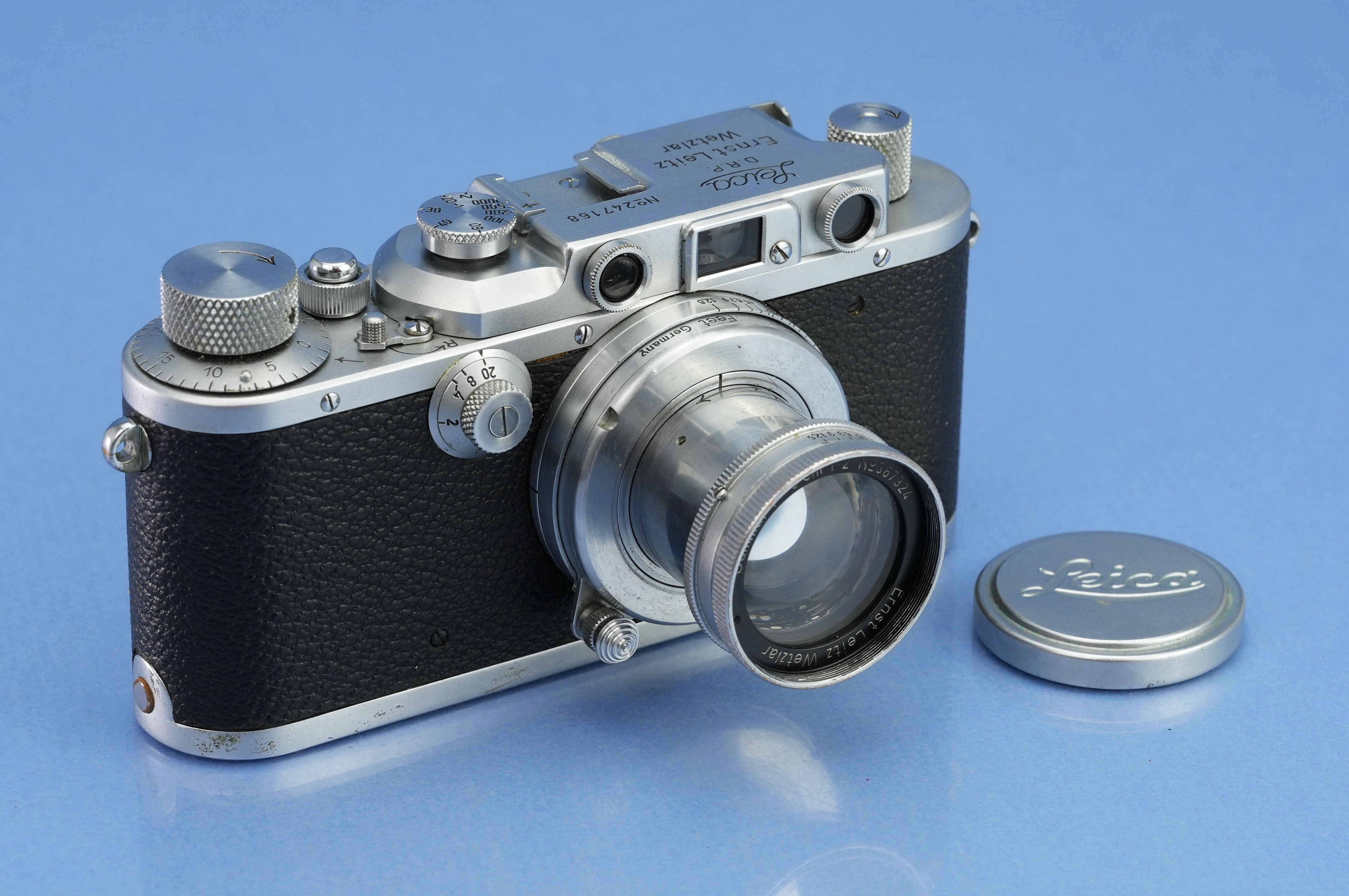 LEICA IIIA (MODEL G) SM CHROME CAMERA +50MM SUMMAR F2 LENS +CAP