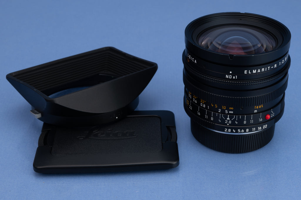LEICA 19MM ELMARIT-R F2.8 2ND VERSION 3CAM 11258 LENS +12546 SHADE +CAPS NICE!