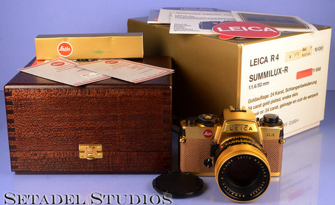 LEICA LEITZ R4 24KT GOLD CAMERA OUTFIT SET +50MM SUMMILUX-R F1.4 LENS +BOX NEW!