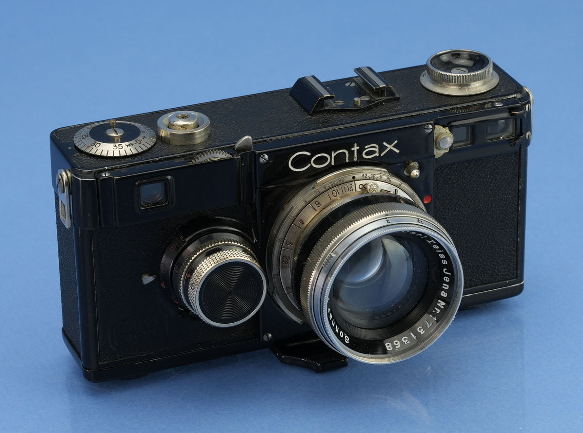 ZEISS CONTAX I FILM BLACK RANGEFINDER CAMERA +50MM SONNAR F2 LENS NICE