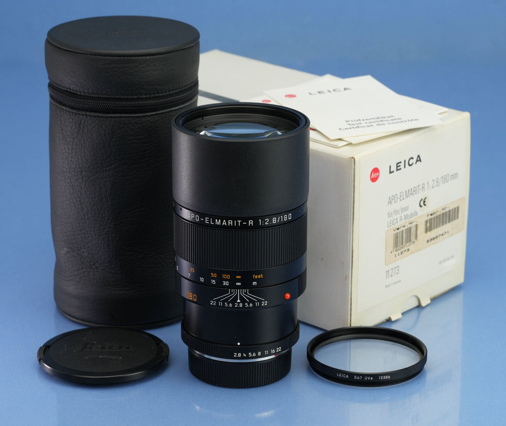 LEICA LEITZ 11273 APO-ELMARIT-R 180MM F2.8 R ROM LENS +BOX +CAPS +E67 UVa MINT!