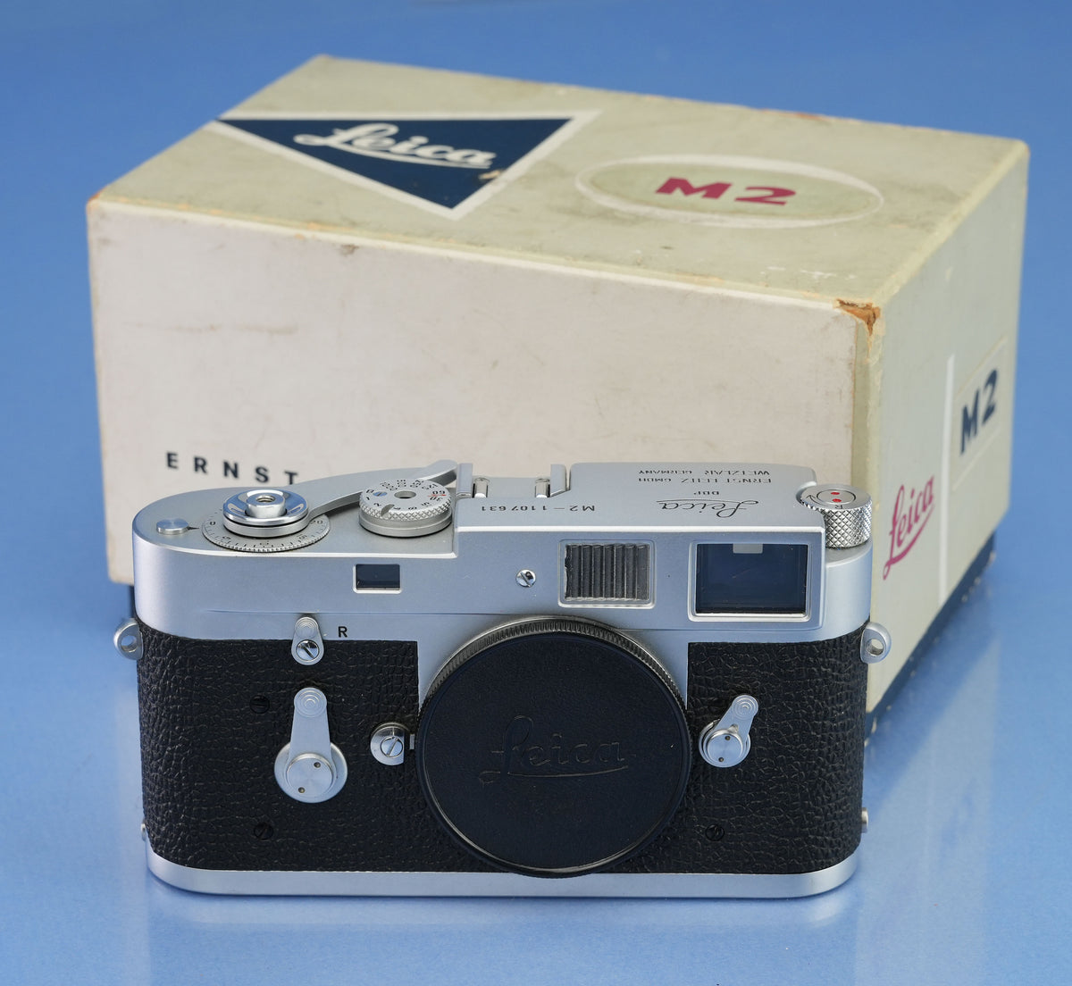 LEICA LEITZ M2 SS SELF TIMER CHROME RANGEFINDER CAMERA BODY 10308 +BOX CLEAN!