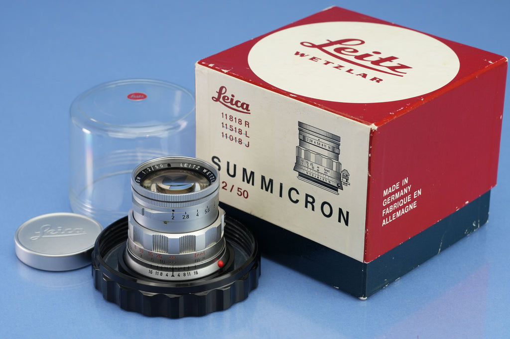 LEICA 50MM SUMMICRON F2 11818 RIGID CHROME LENS +BOX NEAR MINT! LATE #2096293