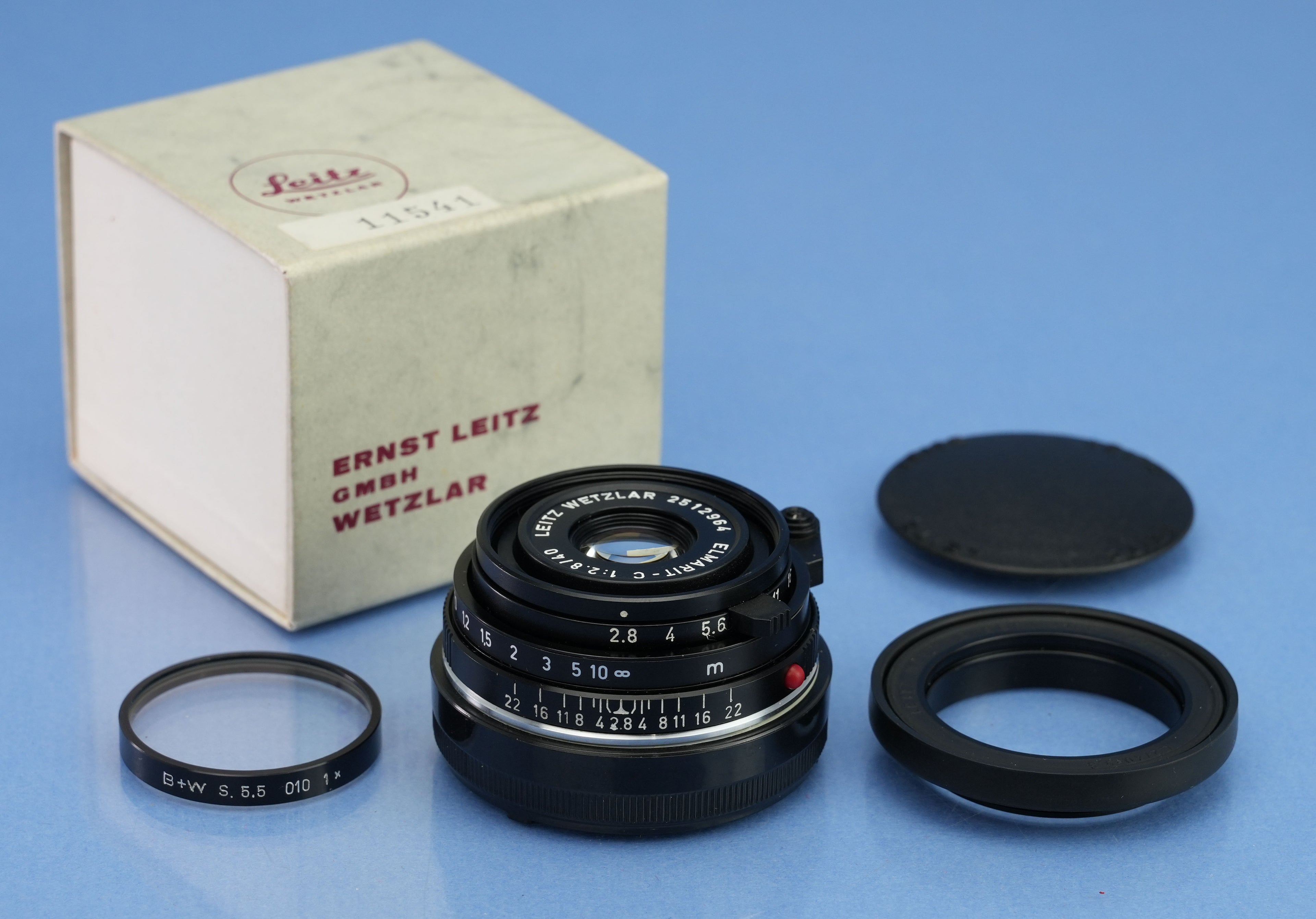 LEICA LEITZ 40MM ELMARIT-C F2.8 M LENS CL RARE +CAP +BOX +HOOD +FILTER RARE!