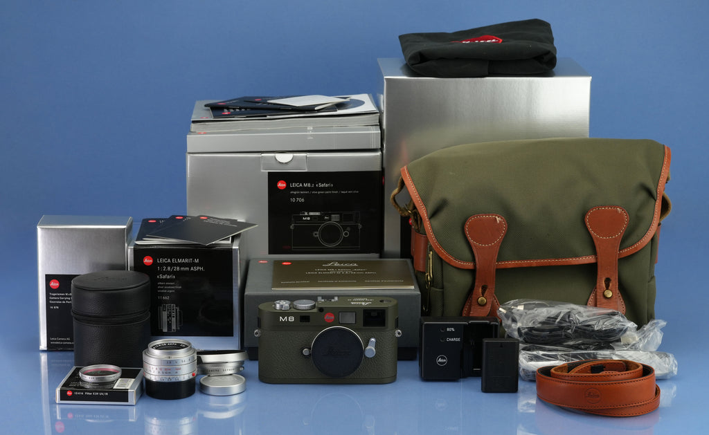 LEICA 10707 M8.2 OLIVE SAFARI CAMERA +ELMARIT-M 28MM LENS 944 SHOTS! FULL SET +
