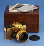 LEICA LEITZ R4 24KT GOLD CAMERA OUTFIT +50MM SUMMILUX-R F1.4 LENS +BOX MINT!