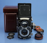 ROLLEI ROLLEIFLEX 3.5F PLANAR WHITE FACE 12/24 TLR CAMERA +CASE LATE # MINT! WOW