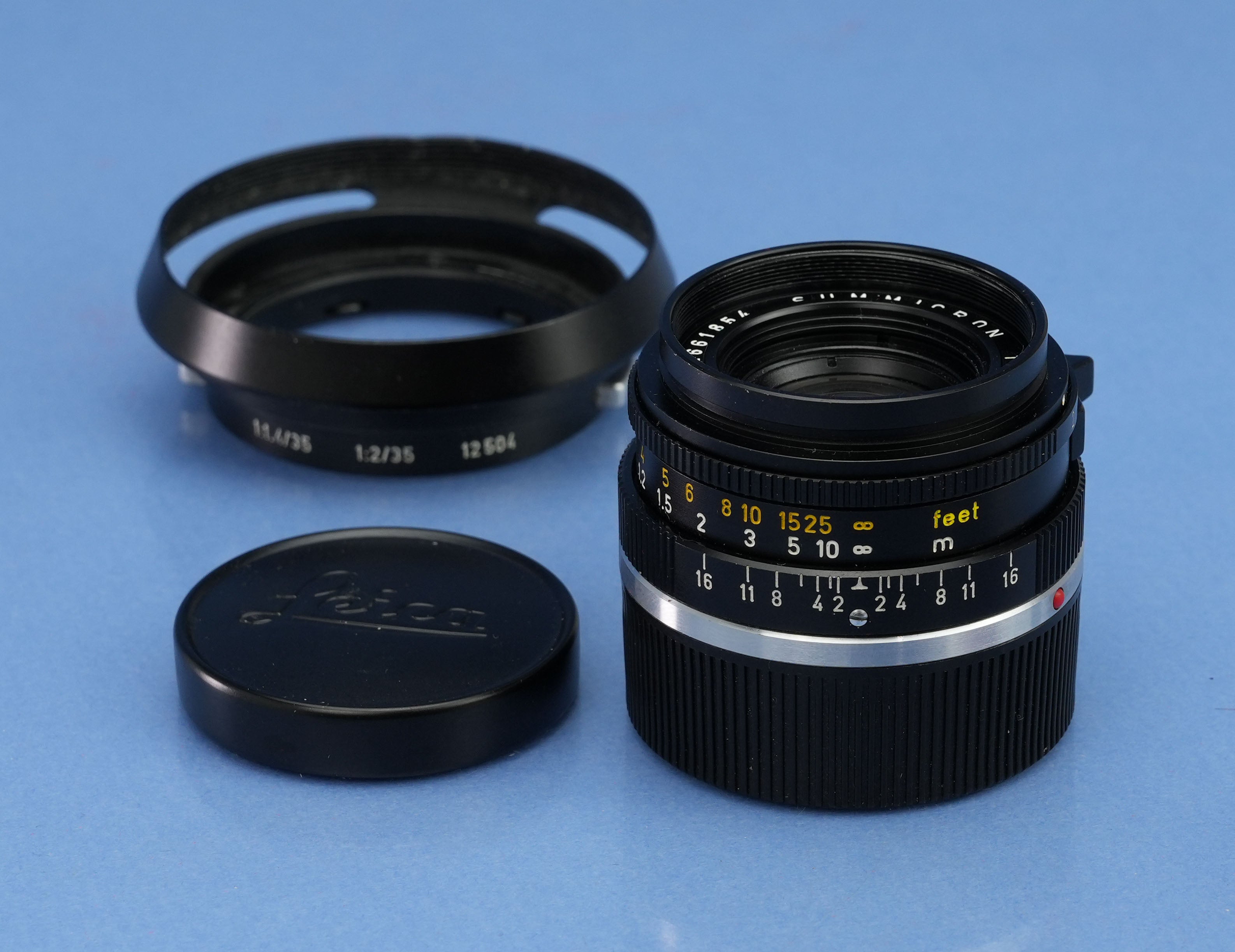 LEICA LEITZ 11309 35MM SUMMICRON VERSION 3 CANADA BLACK M LENS +SHADE +CAPS