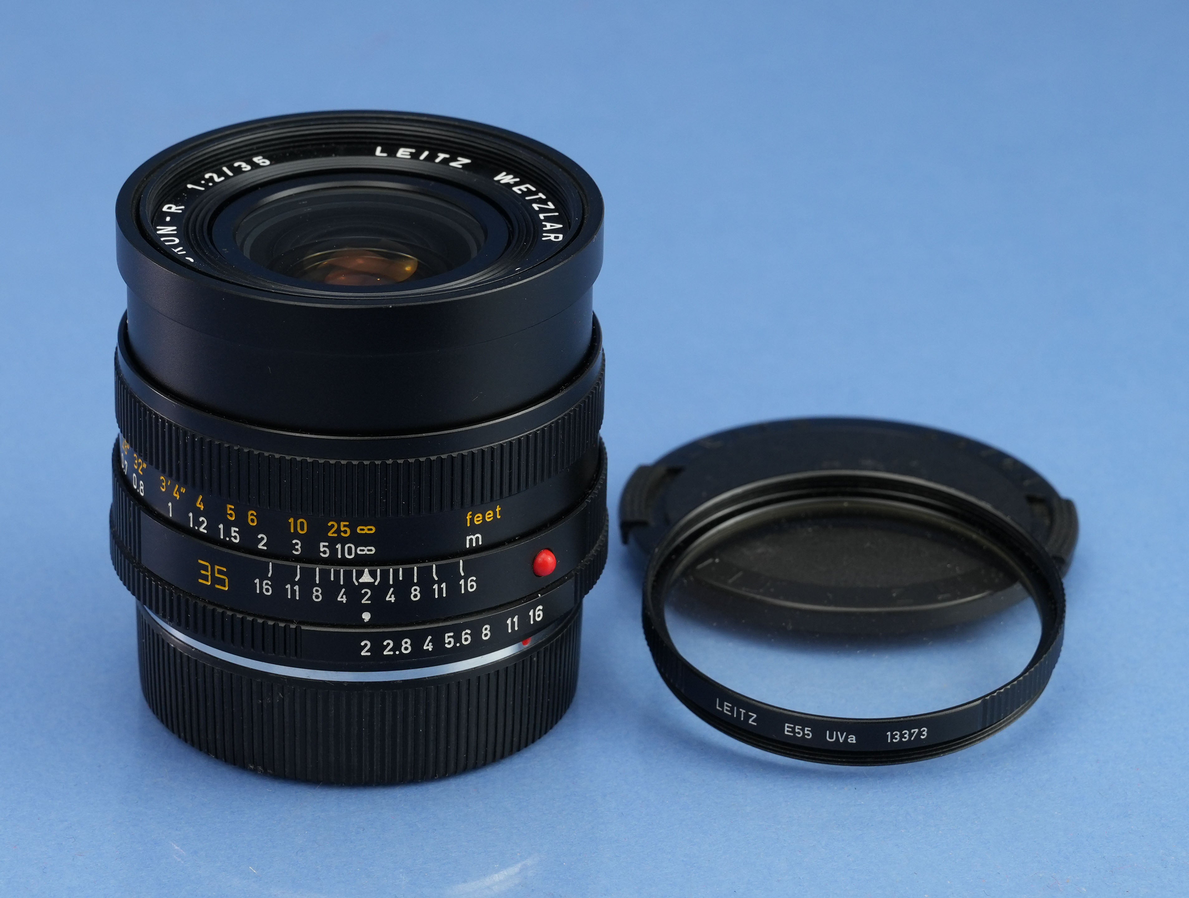 LEICA LEITZ 35MM SUMMICRON-R F2 3CAM 11115 R LENS 2ND VER. E55 +UVa +CAPS MINT!