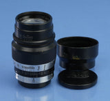 LEICA LEITZ 73MM HEKTOR F1.9 BLACK PAINT +CHROME LENS +FGHOO SHADE +CAPS CLEAN!