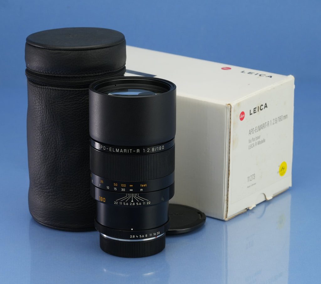 LEICA LEITZ 11273 APO-ELMARIT-R 180MM F2.8 R ROM LENS +BOX +CAPS +CASE NICE!