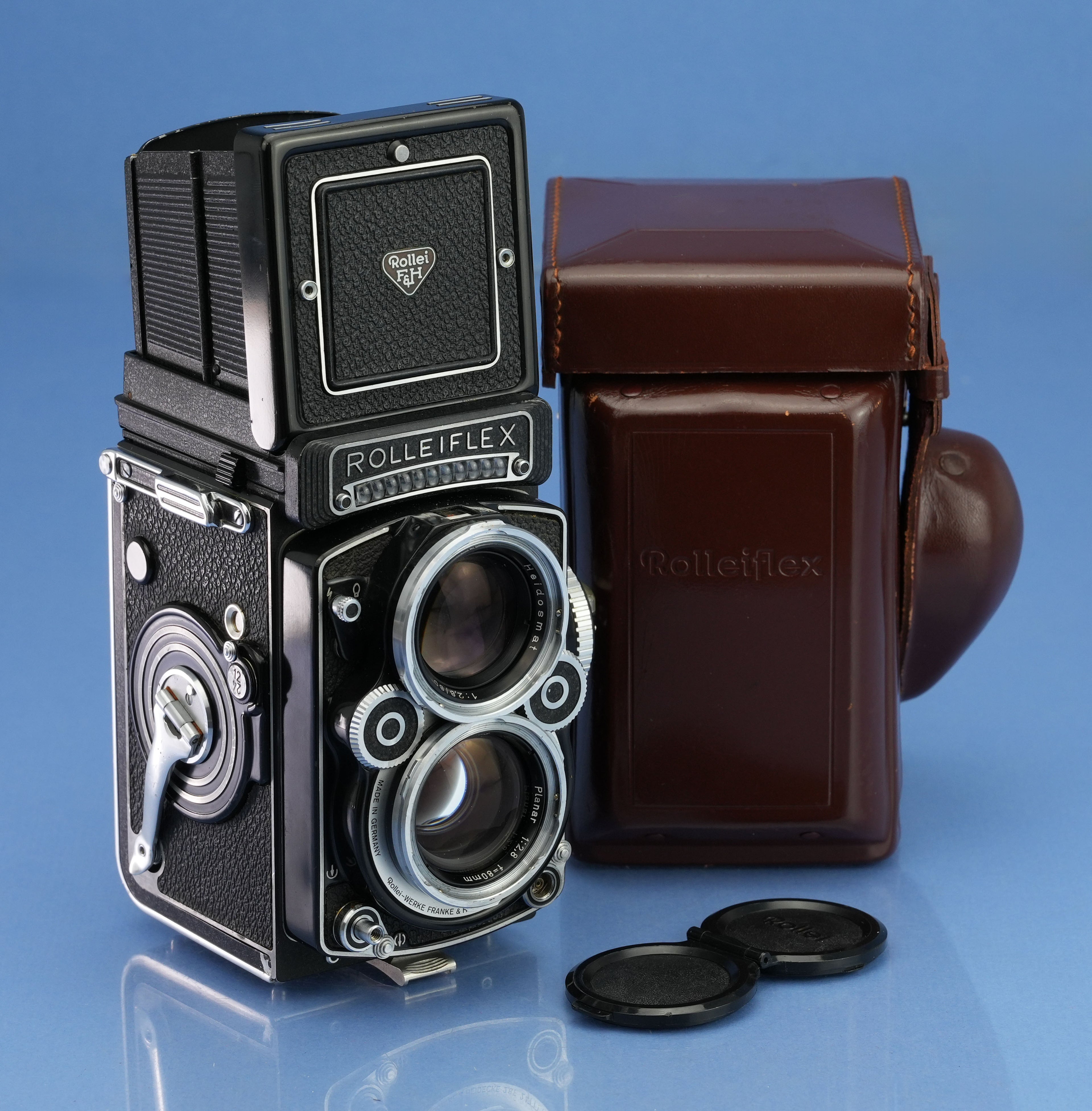 ROLLEI ROLLEIFLEX 2.8F 12/24 WHITE FACE PLANAR 80MM TLR CAMERA +CAP +CASE NICE!