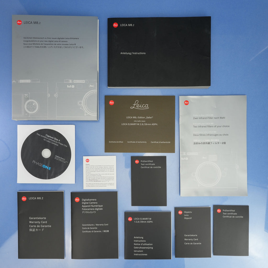 LEICA 10707 M8.2 OLIVE SAFARI CAMERA +ELMARIT-M 28MM LENS 944 SHOTS! FULL SET +